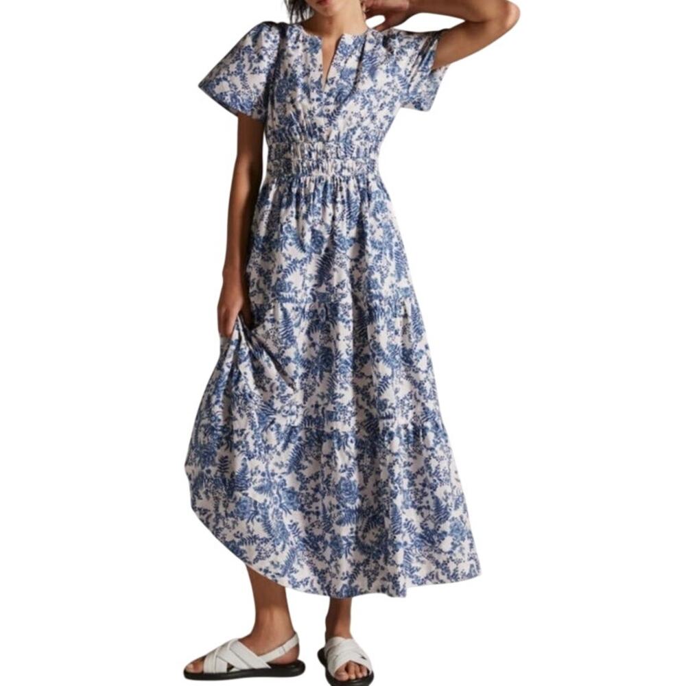 Anthropologie Blue Floral Maxi Dress Size 3X
